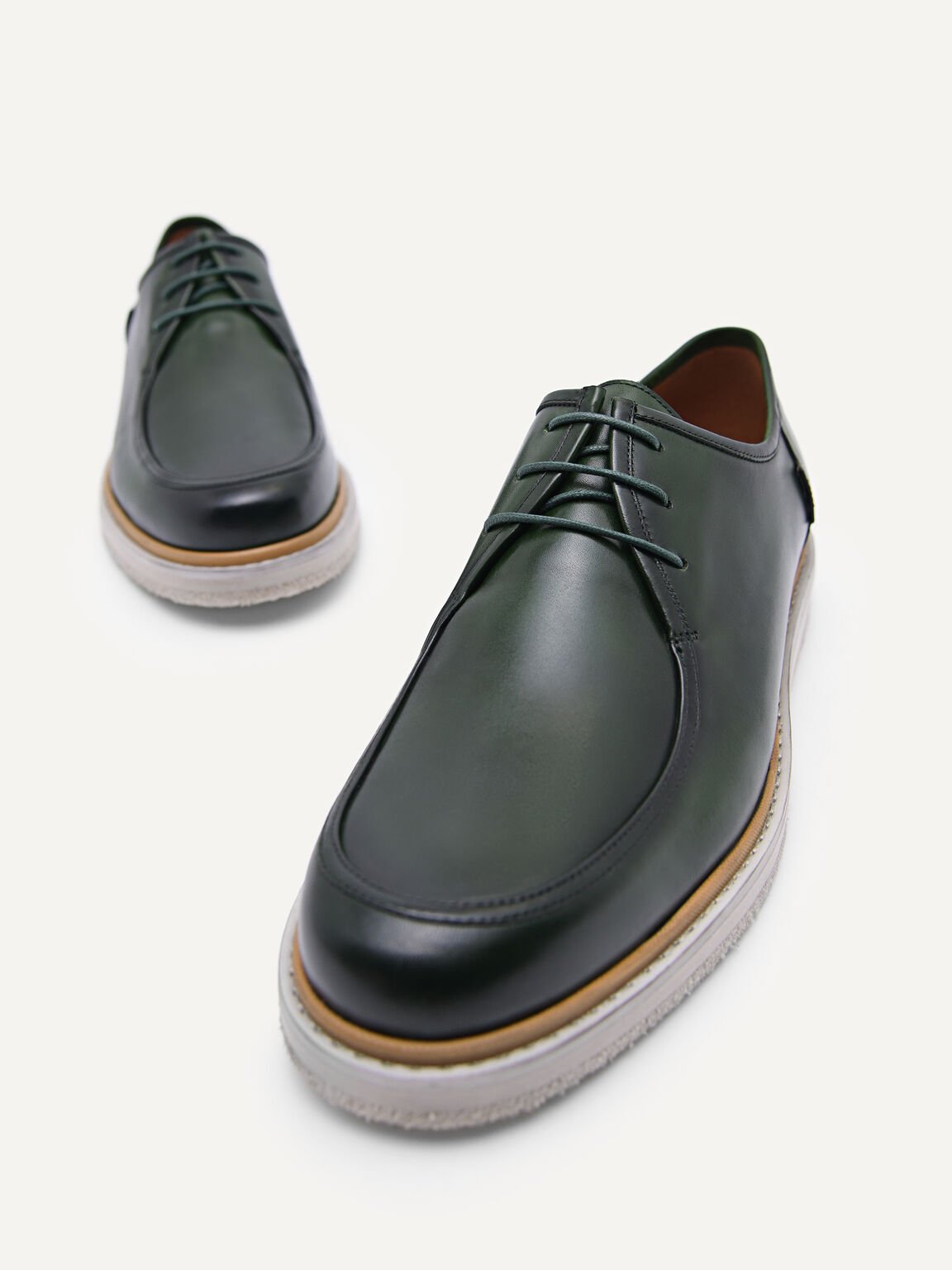 Contrasting Derby Shoes, Dark Green