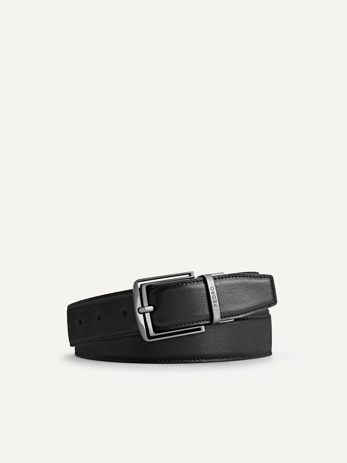 Full-Grain Reversible Leather Belt, Black