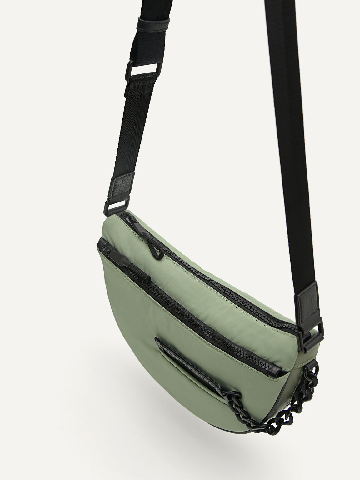 Nylon Sling Bag with Detachable Card Holder, Light Green
