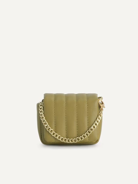 Padded Leather Pouch, Light Green, hi-res