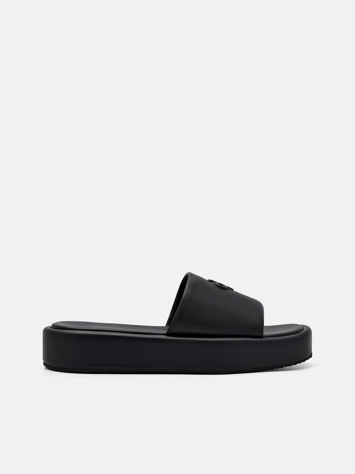 Leather Wedge Sandals, Black