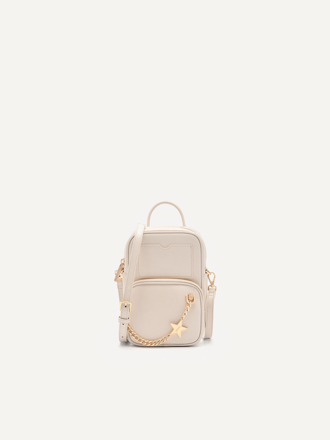 Mini Shoulder Bag with Chain Detail, Chalk
