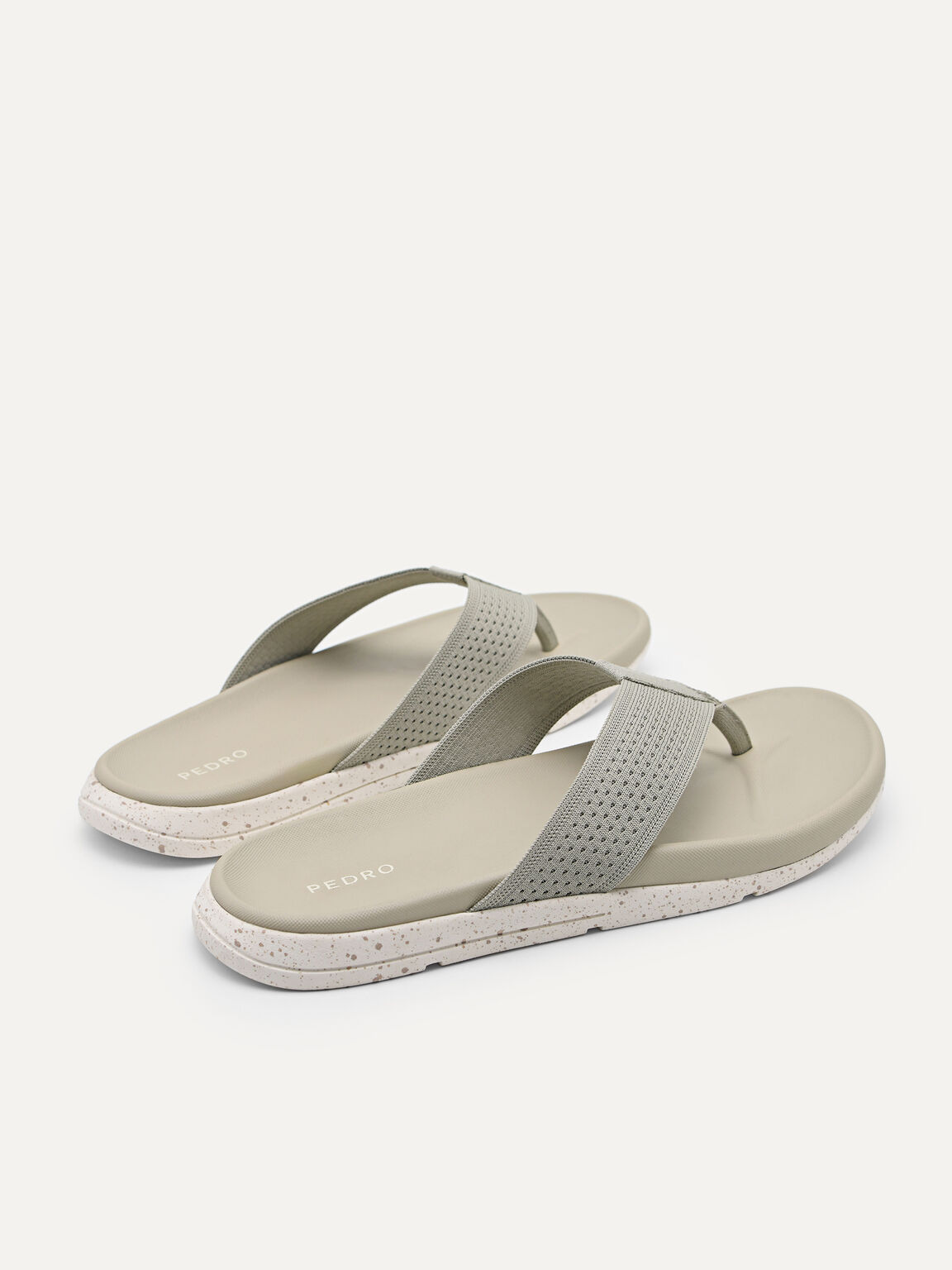 Knitted Lightweight Thong Sandal, Olive