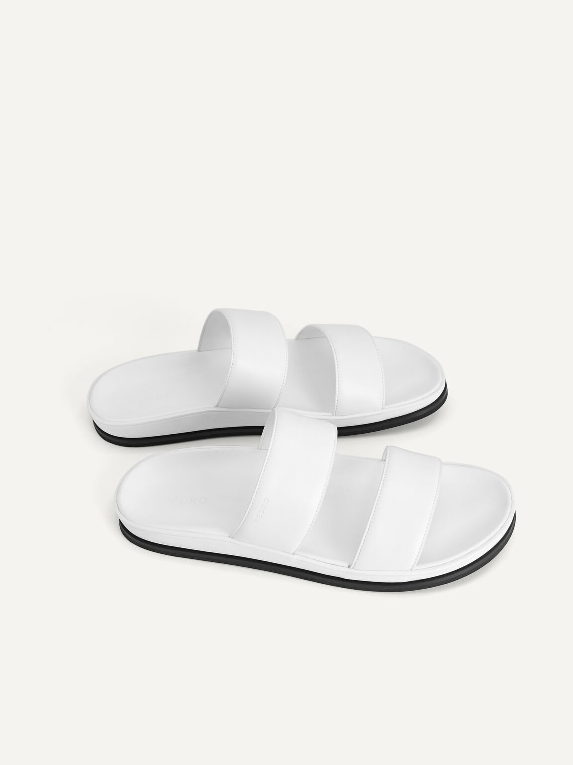 Monochrome Double Strap Sandals, White