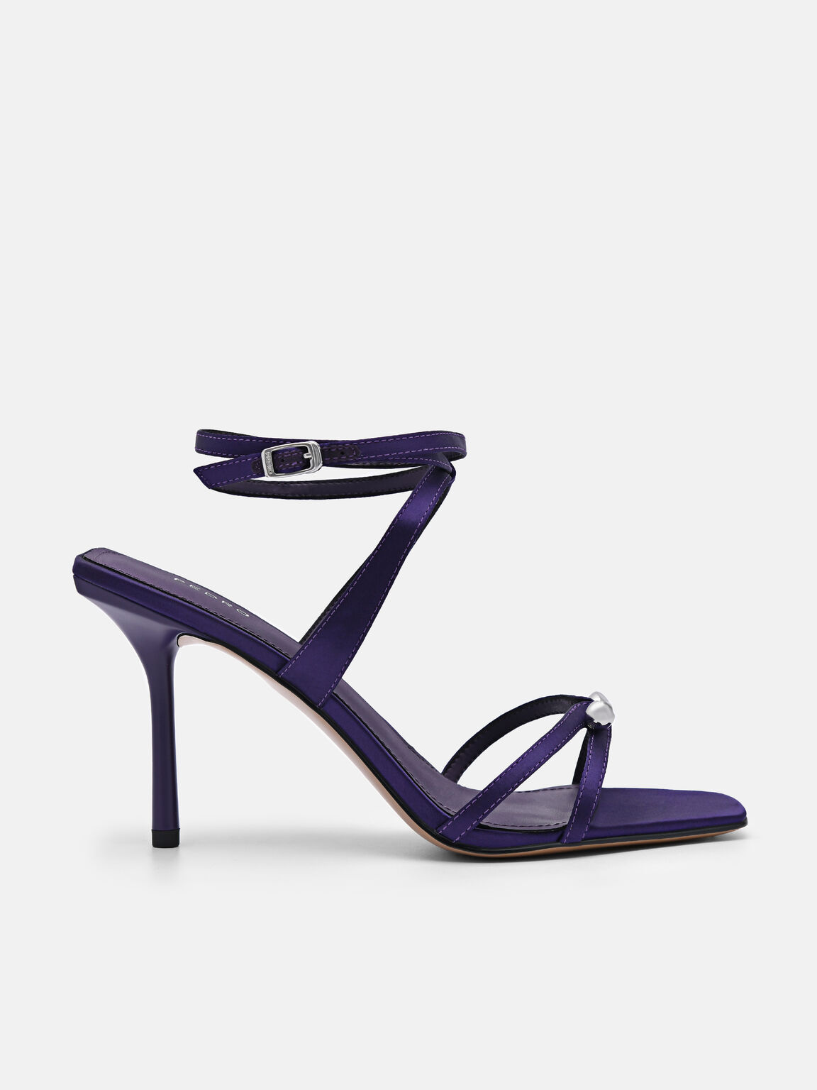 Sofia Leather Heel Sandals, Dark Purple