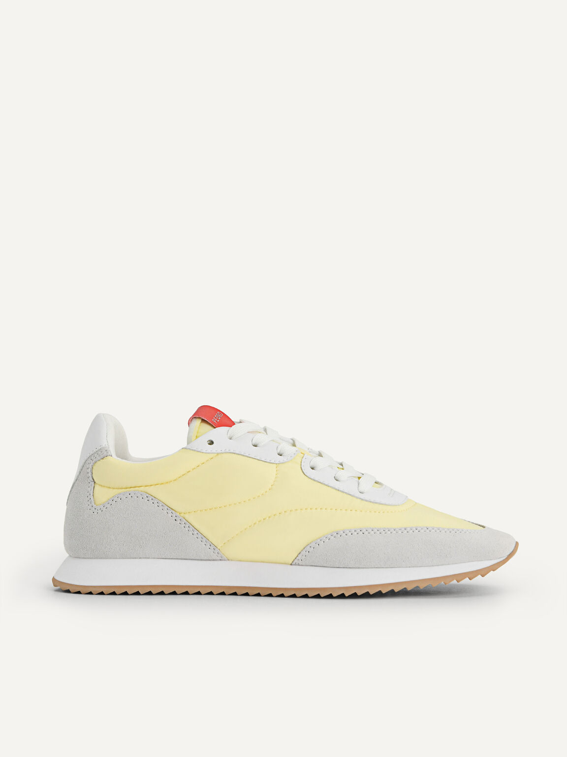 Nylon Leather Casual Sneakers, Light Yellow