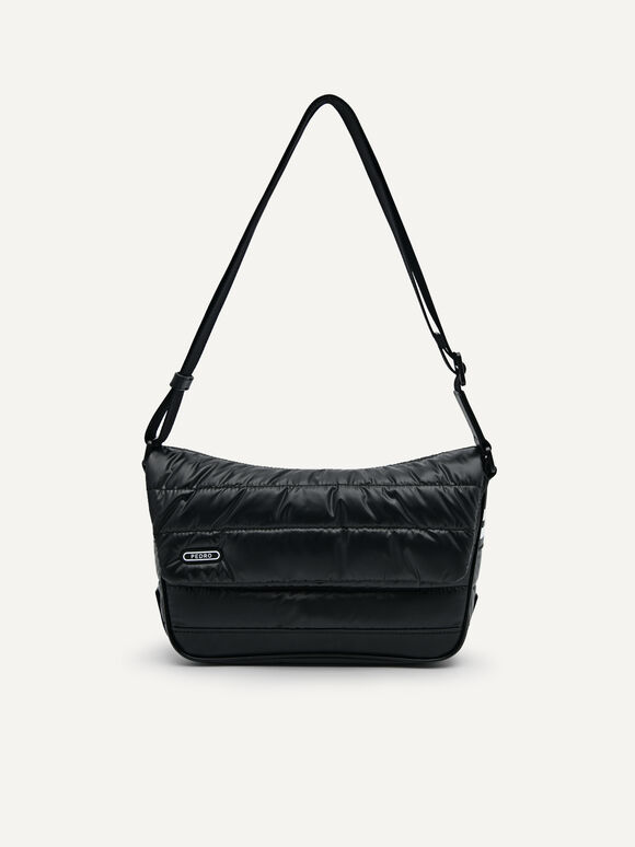 Nylon Crossbody Sports Messenger Bag, Black