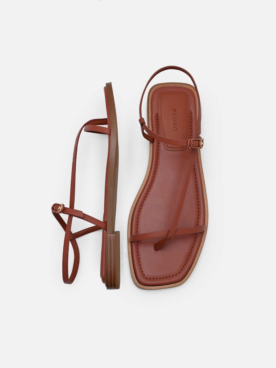 Ashby Leather Strappy Sandals, Brick