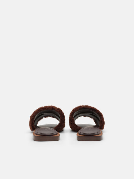 Iza Faux Shearling Sandals, Navy Fur