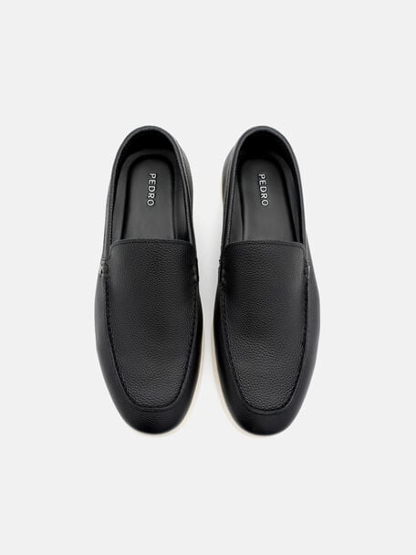 Oliver Tumbled Leather Loafers, Black Tumble
