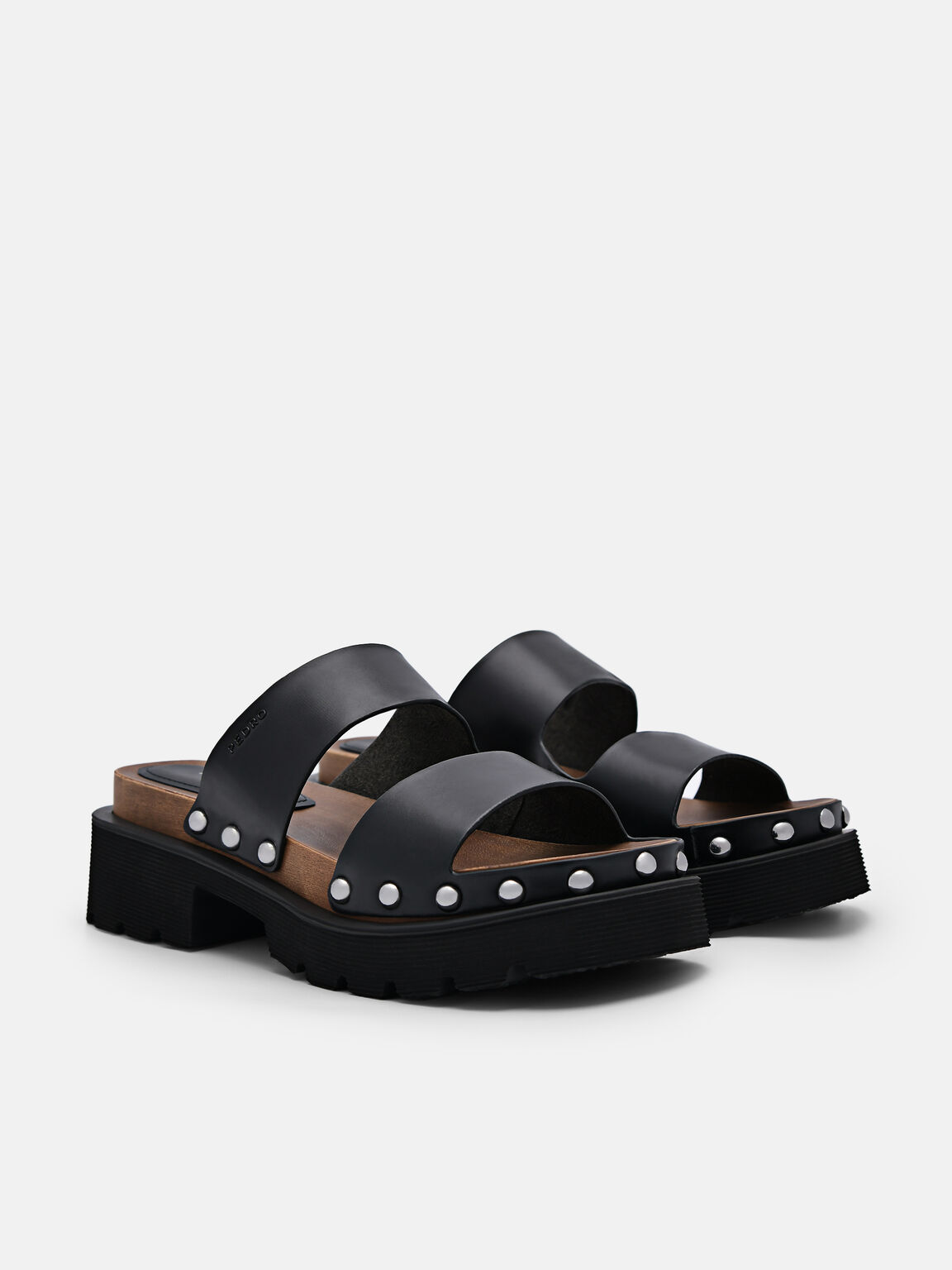 Alia Studded Sandals, Black