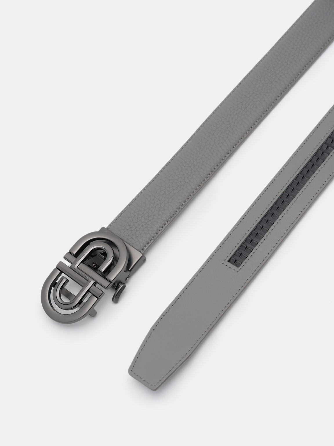 Leather Automatic Belt, Grey