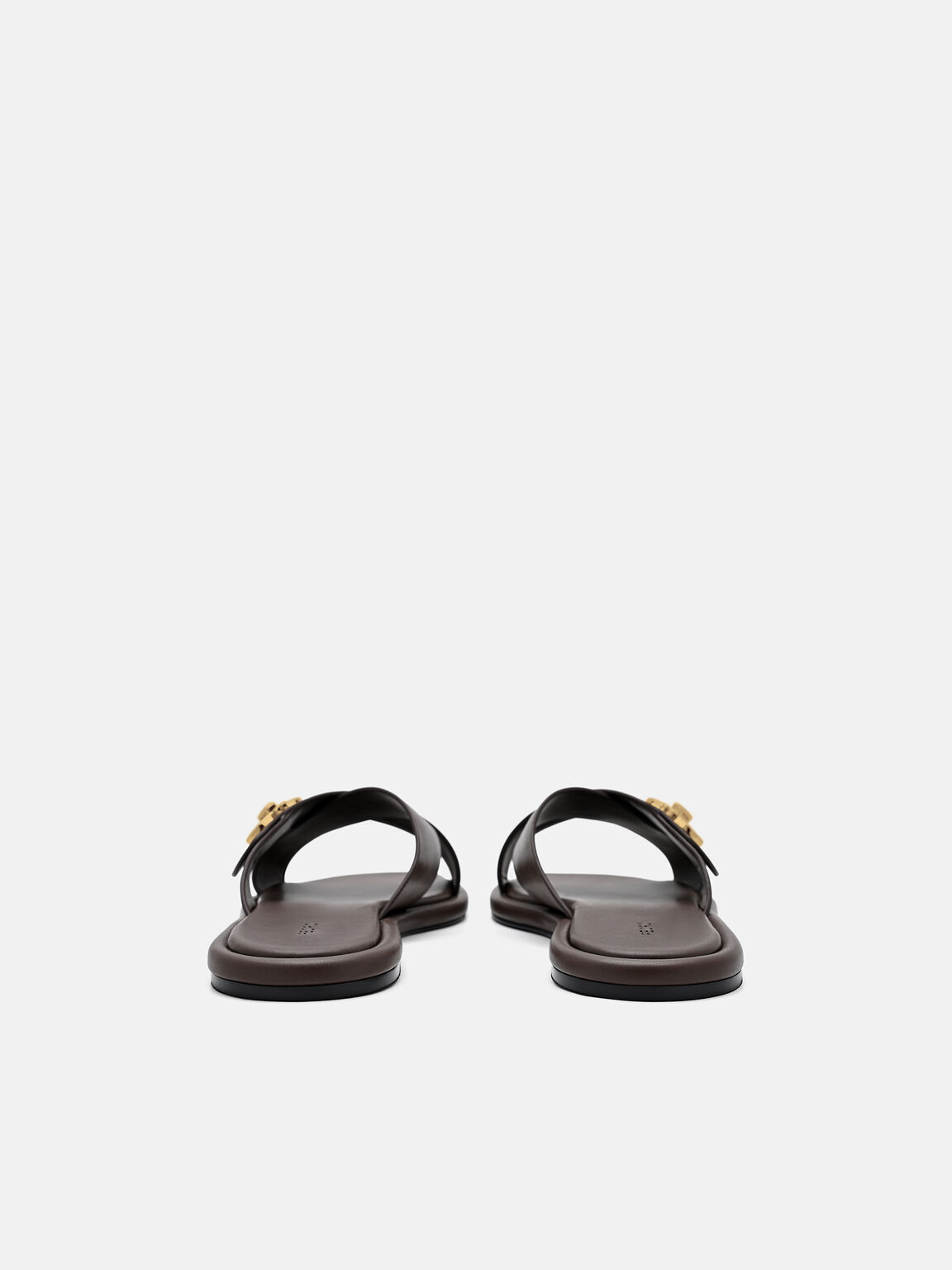 Sienna Leather Cross Sandals, Dark Brown