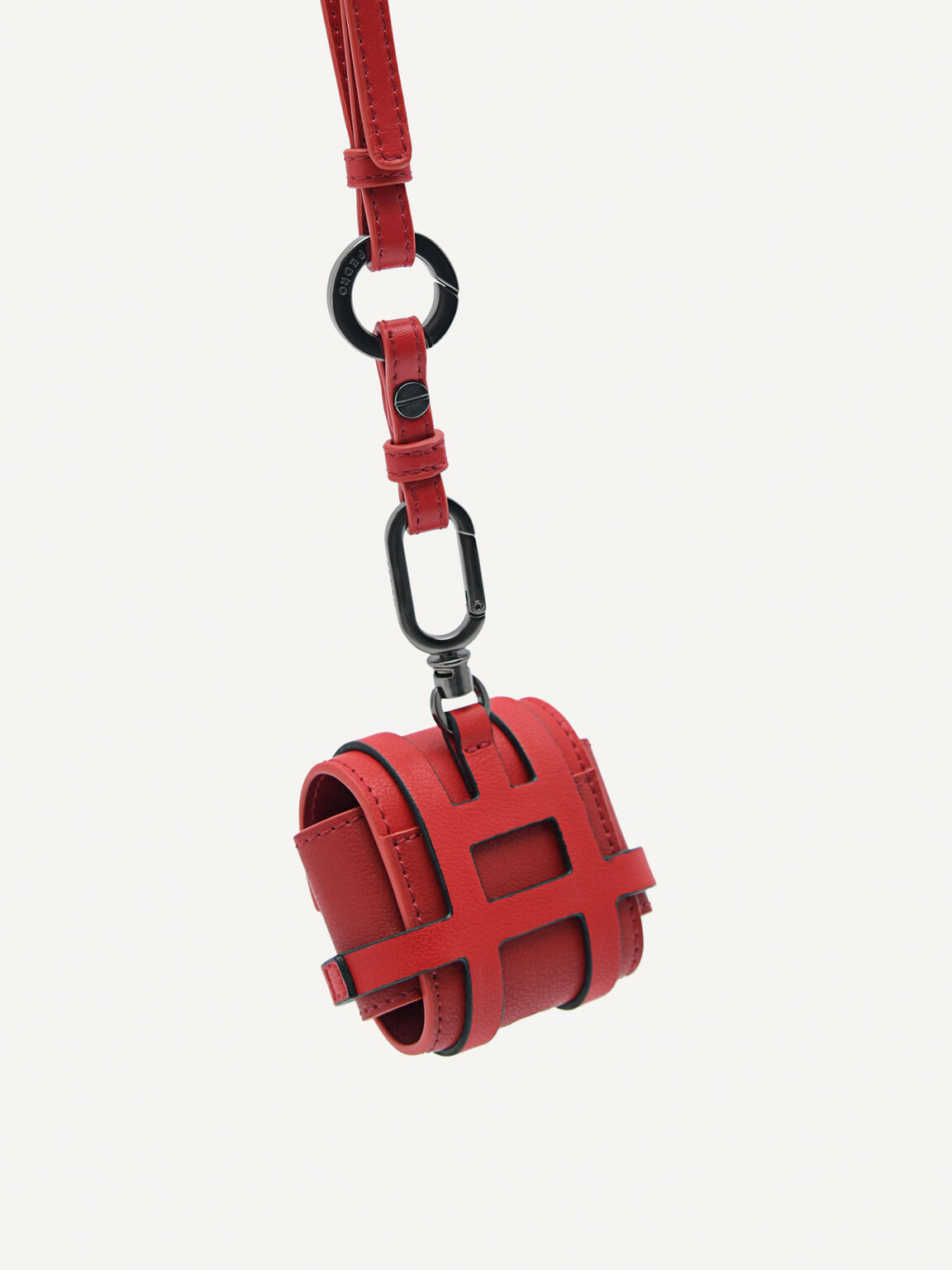 皮革AirPods Pro保護套帶鑰匙扣, 红色