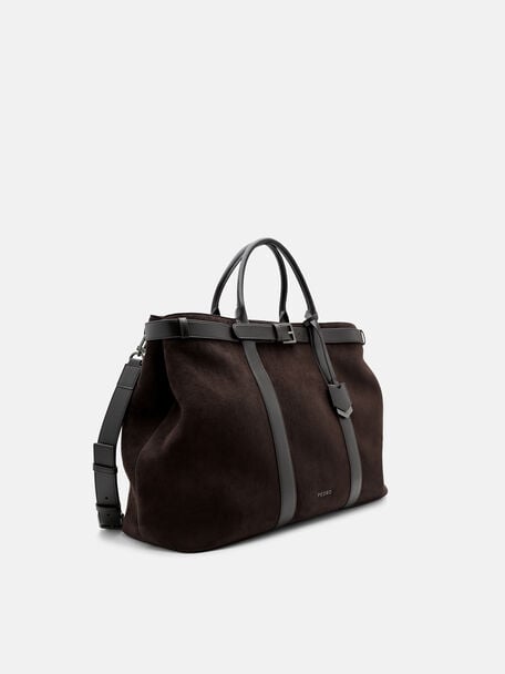 Tyson Duffel Bag, Espresso Brown Suede
