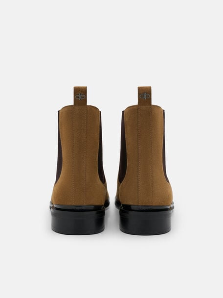 Chace Suede Chelsea Boots, Dark Camel Suede