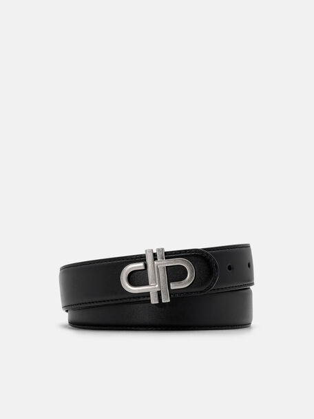 Leather Tang Belt, Black