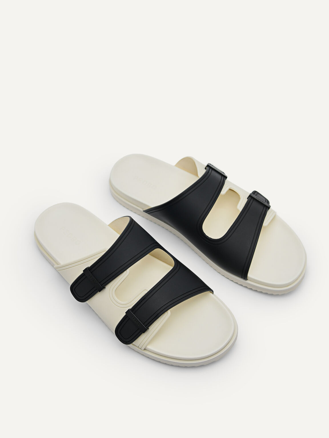 Rubber Double-strap Walking Sandals, Black