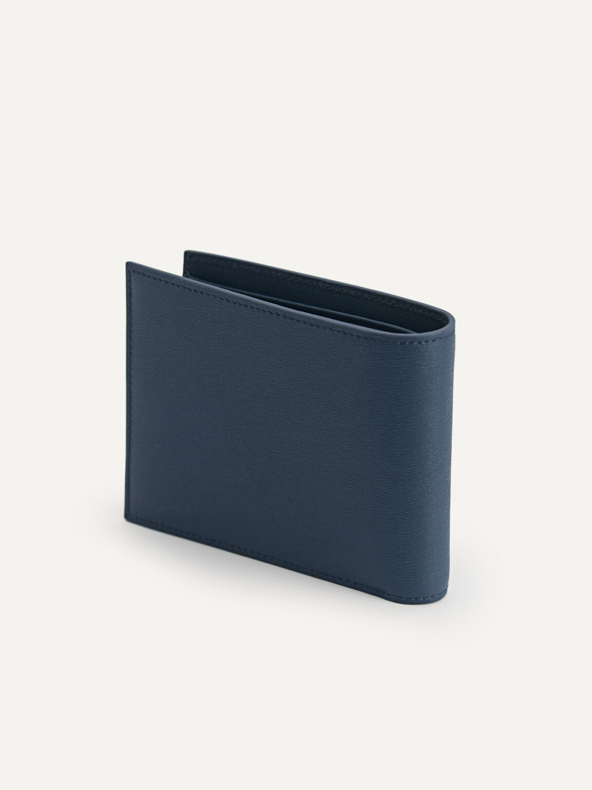 帶內袋皮革雙折疊錢包（RFID）, 海军蓝色