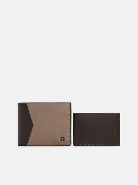 Leather Bi-Fold Wallet with Insert, Taupe