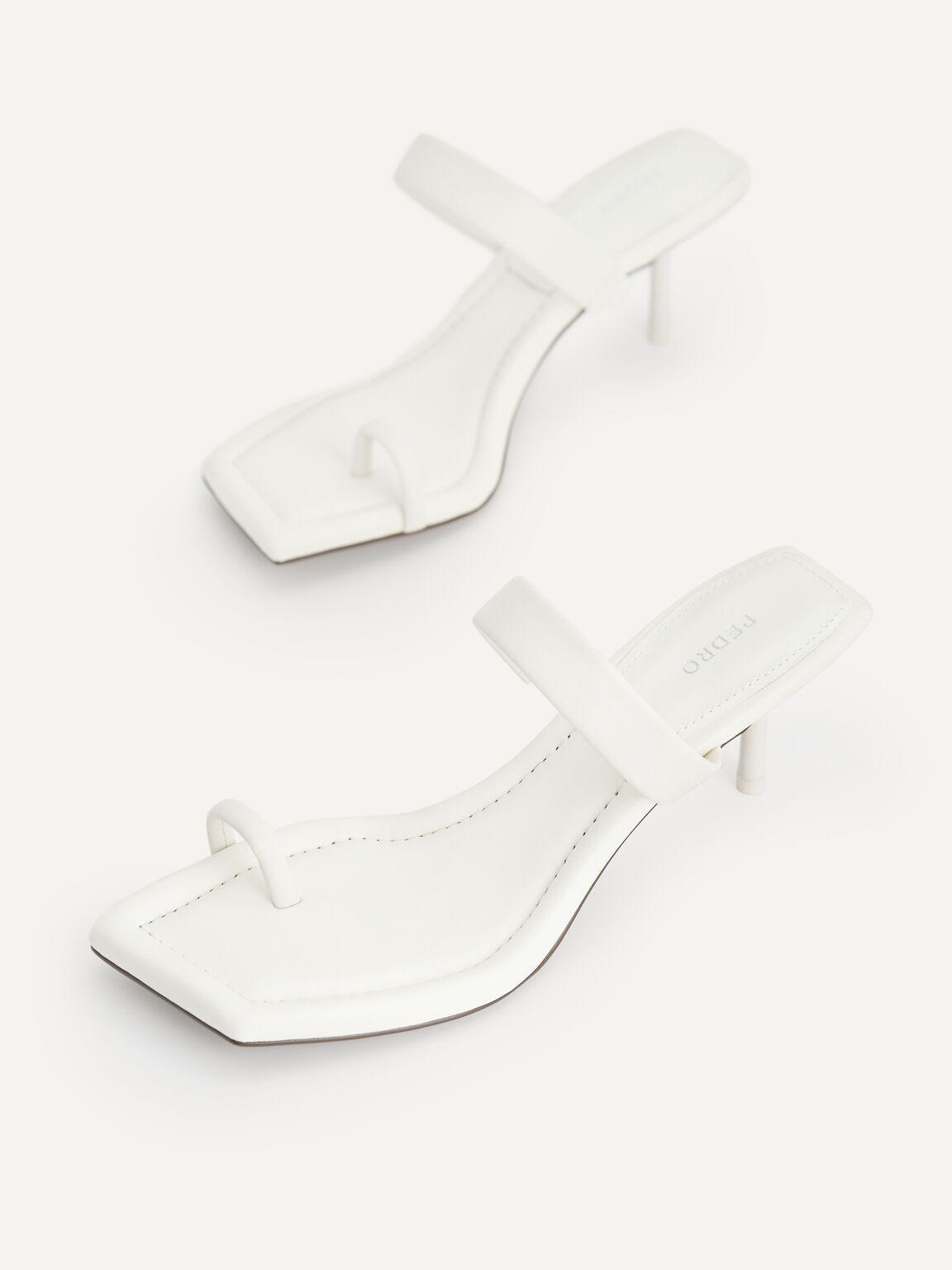 Strappy Toe Loop Heeled Sandals, Chalk