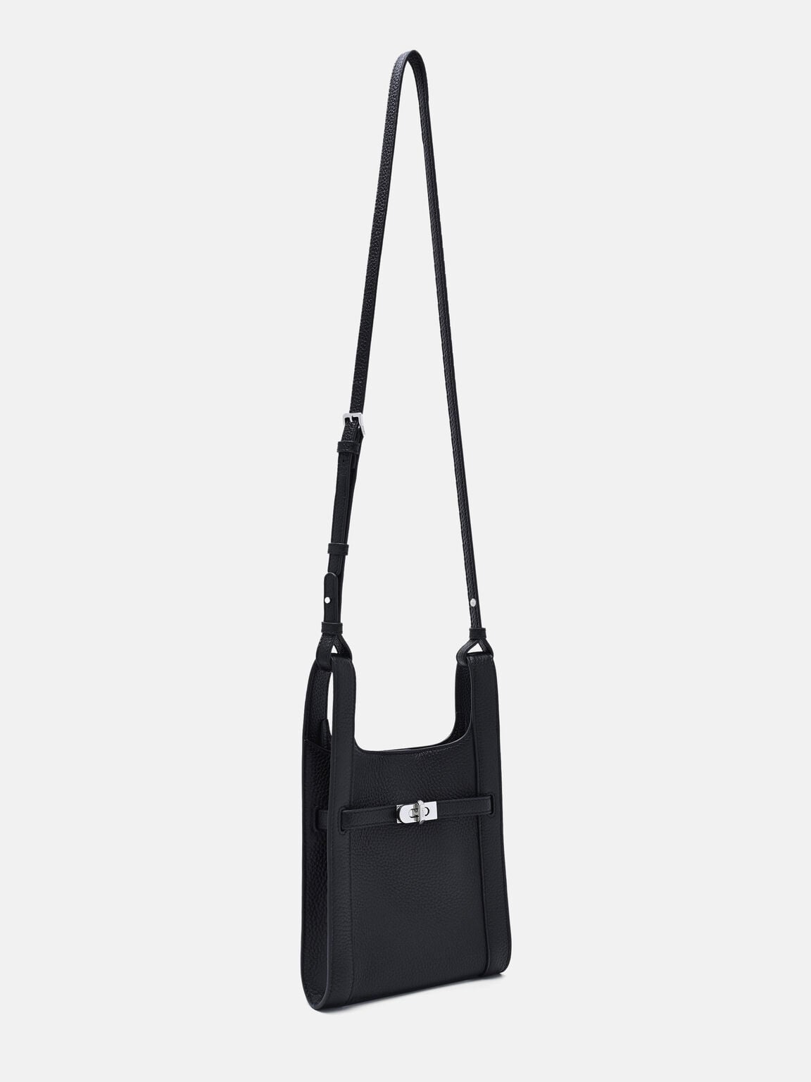 Danielle Leather Sling Pouch, Black Tumble