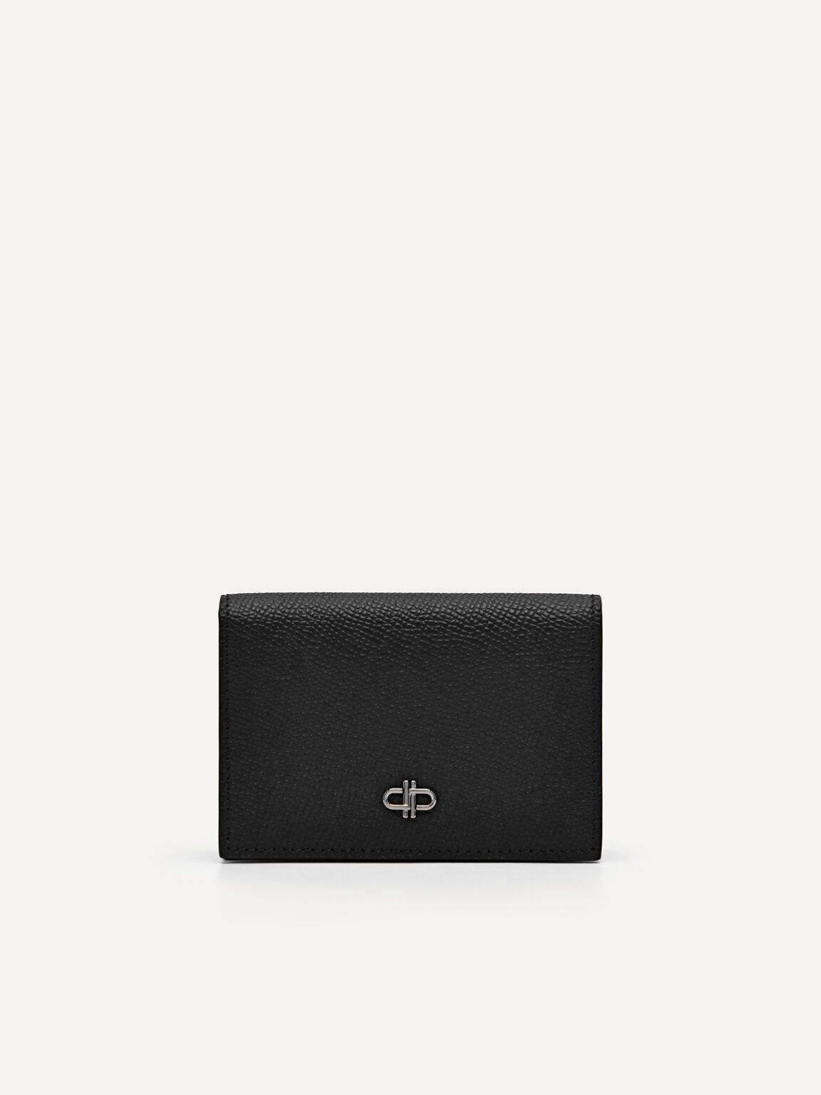 Embossed Leather Card Holder, Black