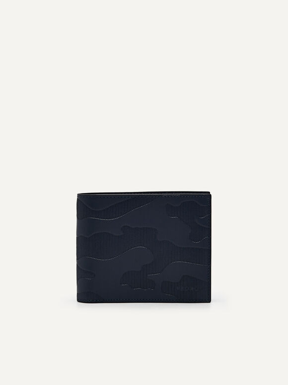 Leather Bi-Fold Coin Wallet, Navy