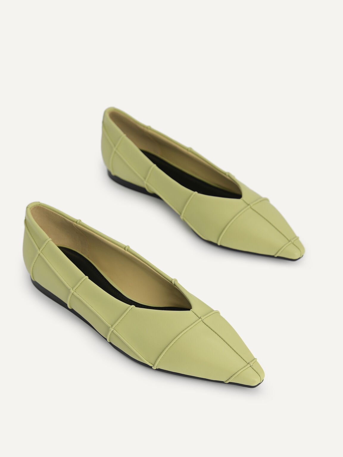 Pointed Toe Flats, Olive, hi-res