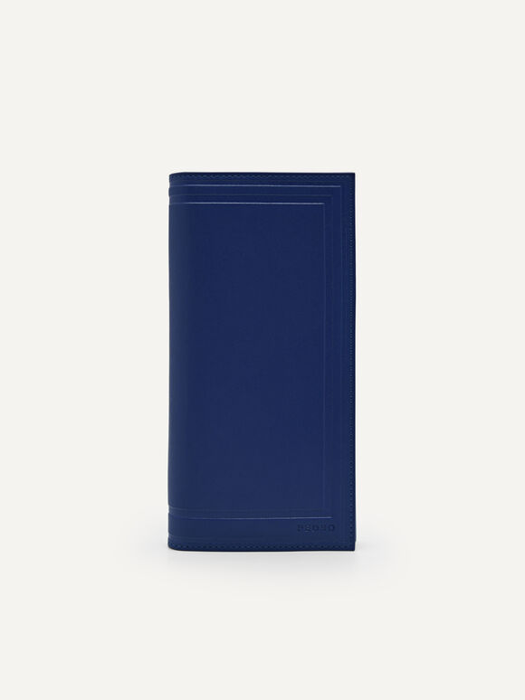 Leather Long Wallet, Navy