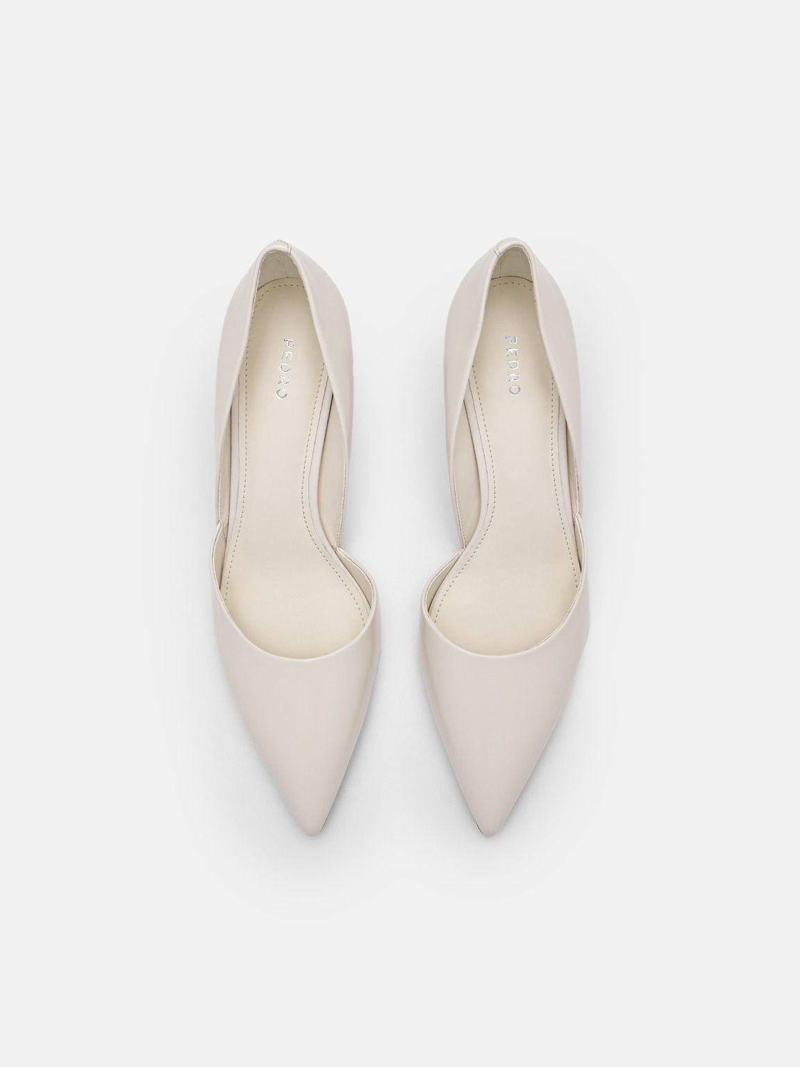 Rocco Leather Heel D'Orsay Pumps, Chalk