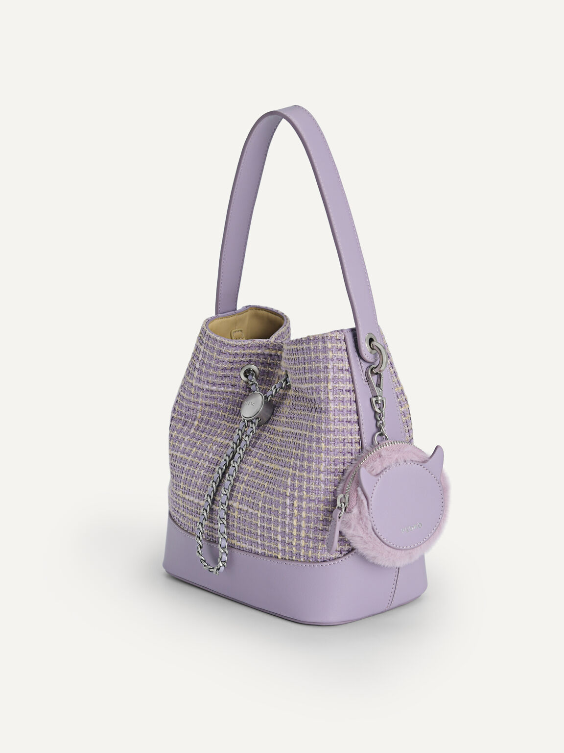 Tweed Bucket Bag, Lilac