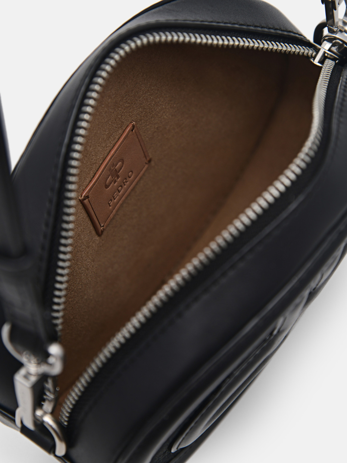 PEDRO Icon Round Leather Shoulder Bag, Black