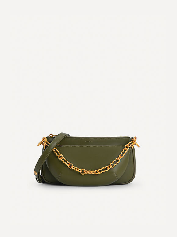 Double Pouch Shoulder Bag, Military Green
