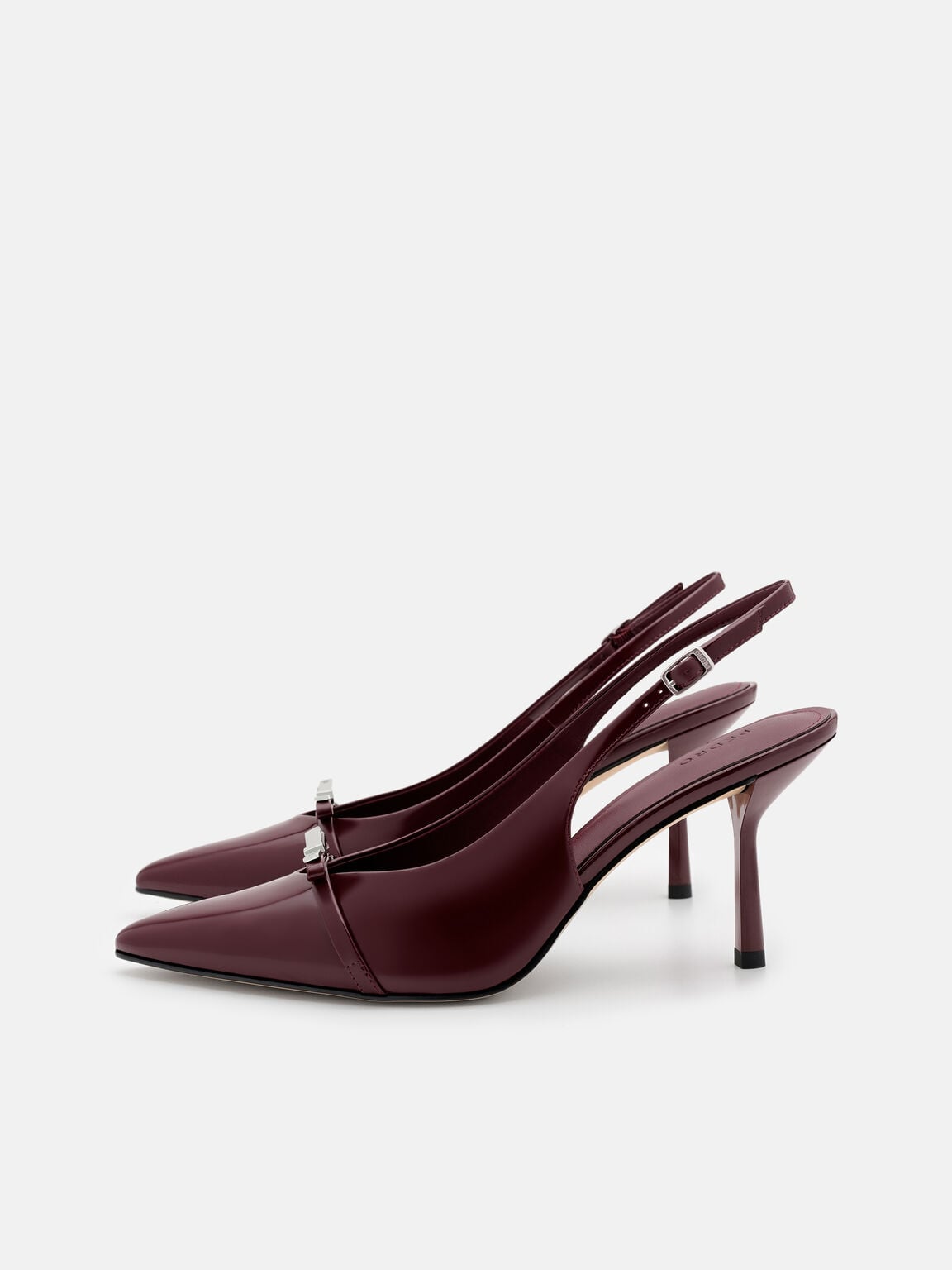 Jeanine Patent Leather Heel Slingback Pumps, Burgundy Patent