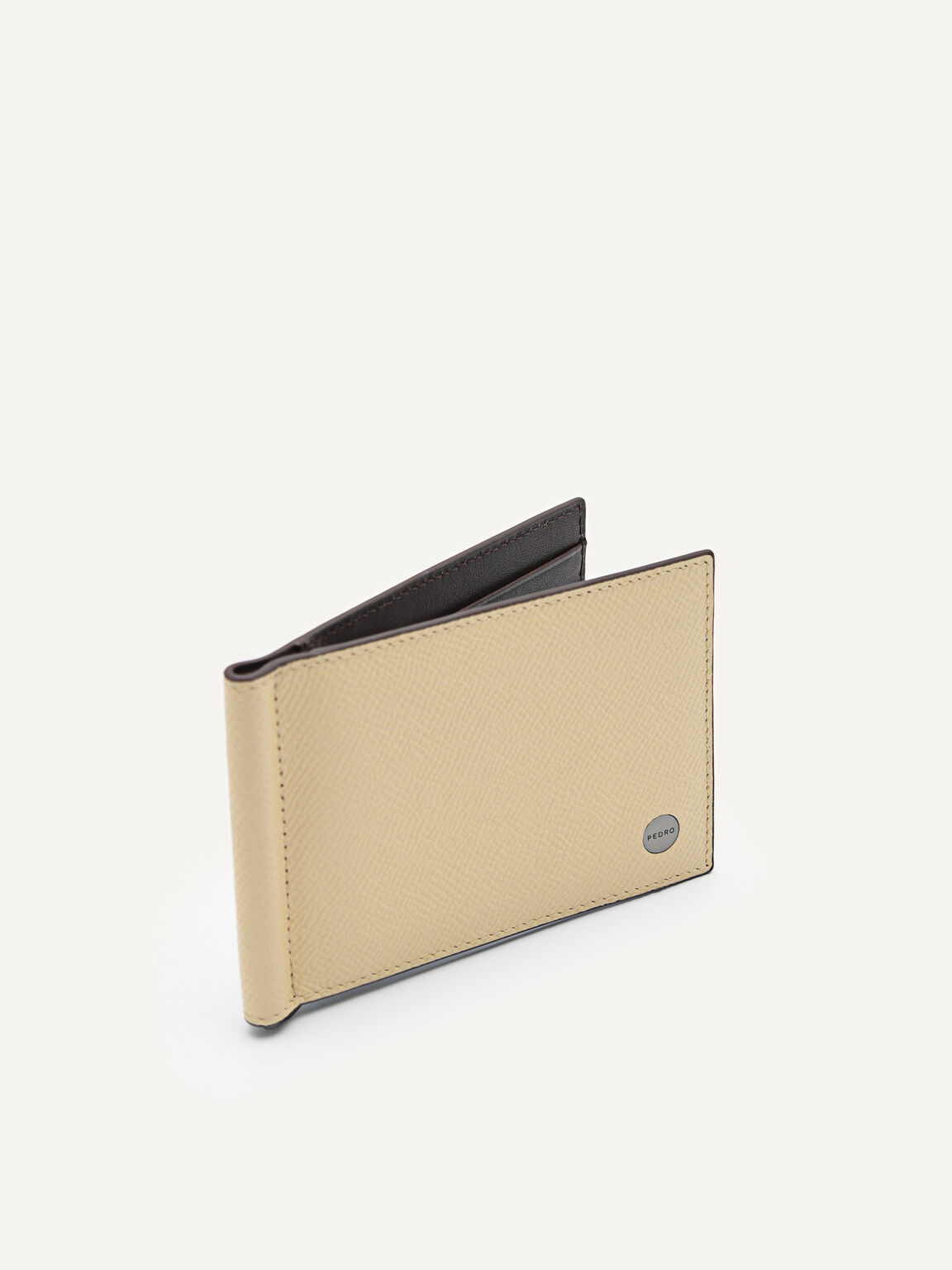 Oliver Leather Bi-Fold Money Clip Cardholder, Sand