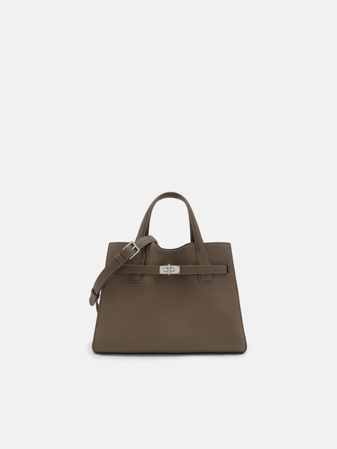 Danielle Medium Leather Handbag, Dark Taupe Tumble