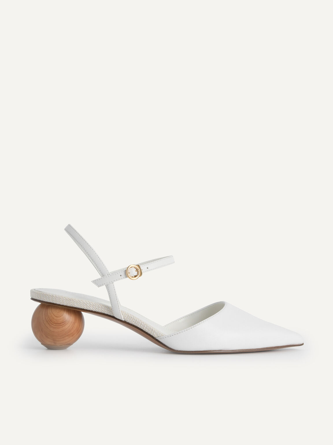 Leather Pointed Toe Heels, White