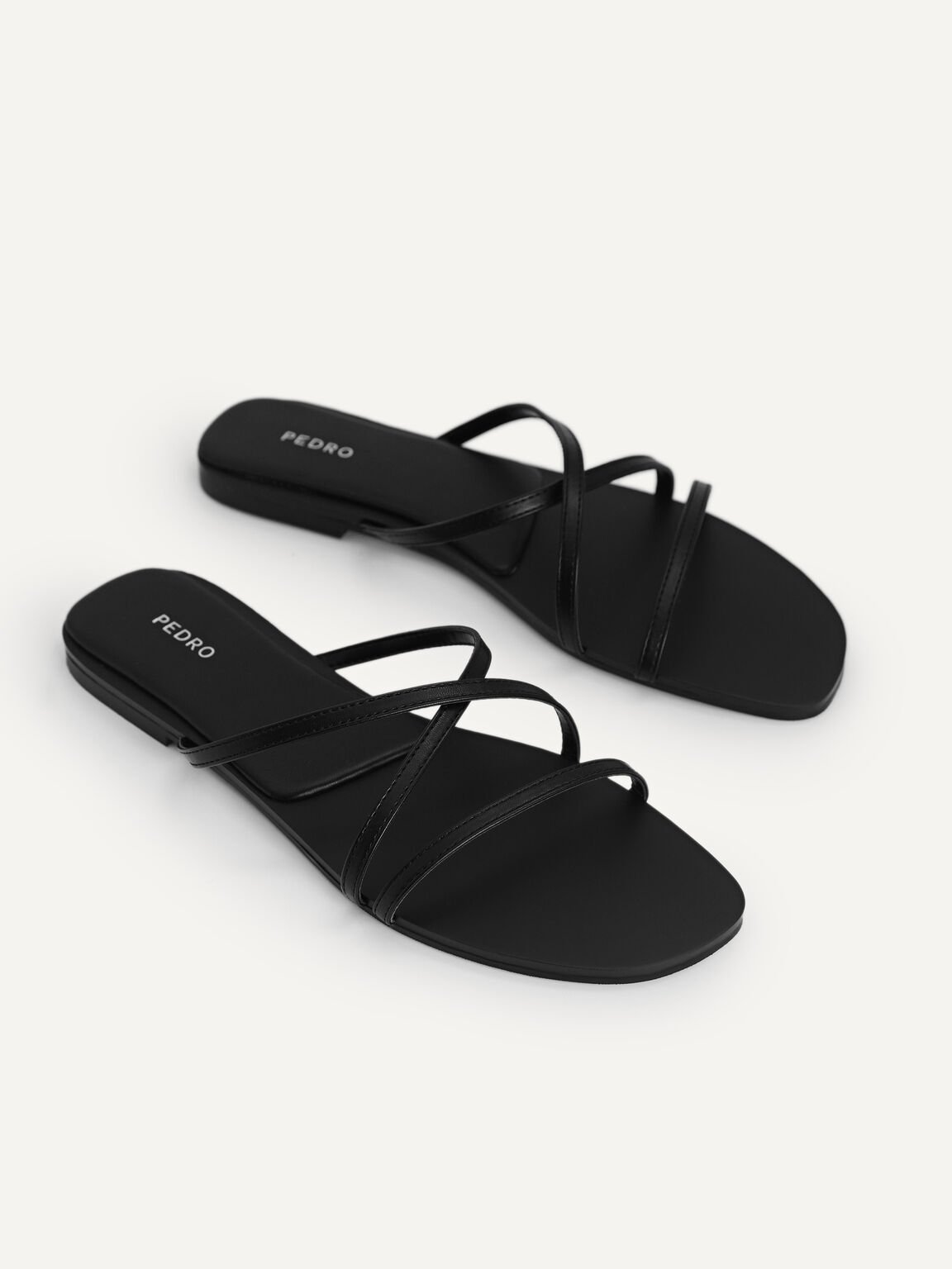Criss-Cross Strappy Sandals, Black