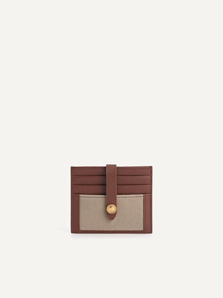Leather Two-Tone Card Holder, Cognac