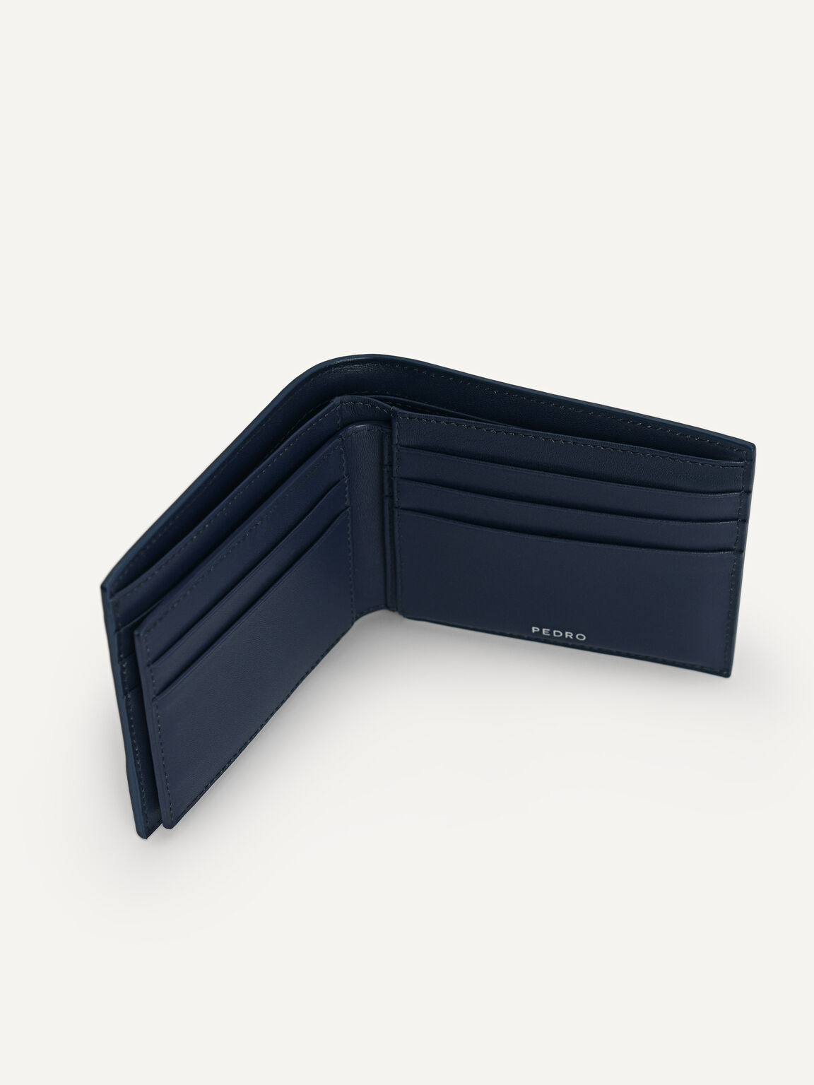 帶內袋紋理皮革錢包 (RFID), 海军蓝色