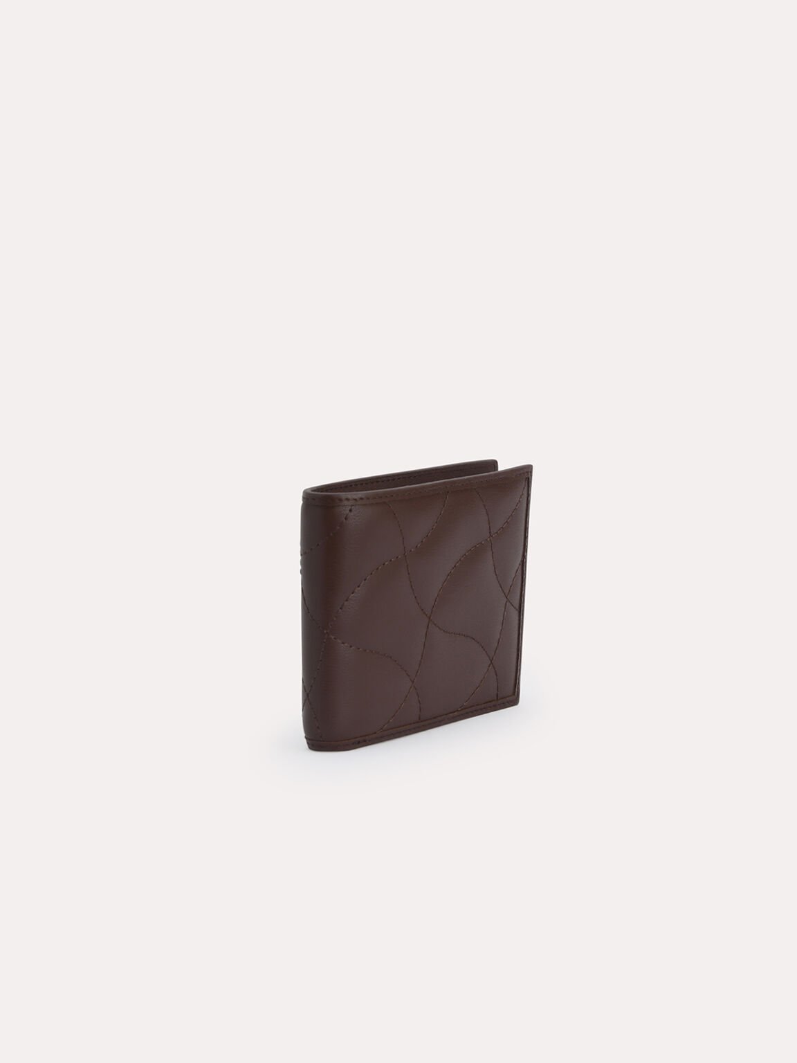 Abstract Quilted Bi-Fold Wallet, Dark Brown