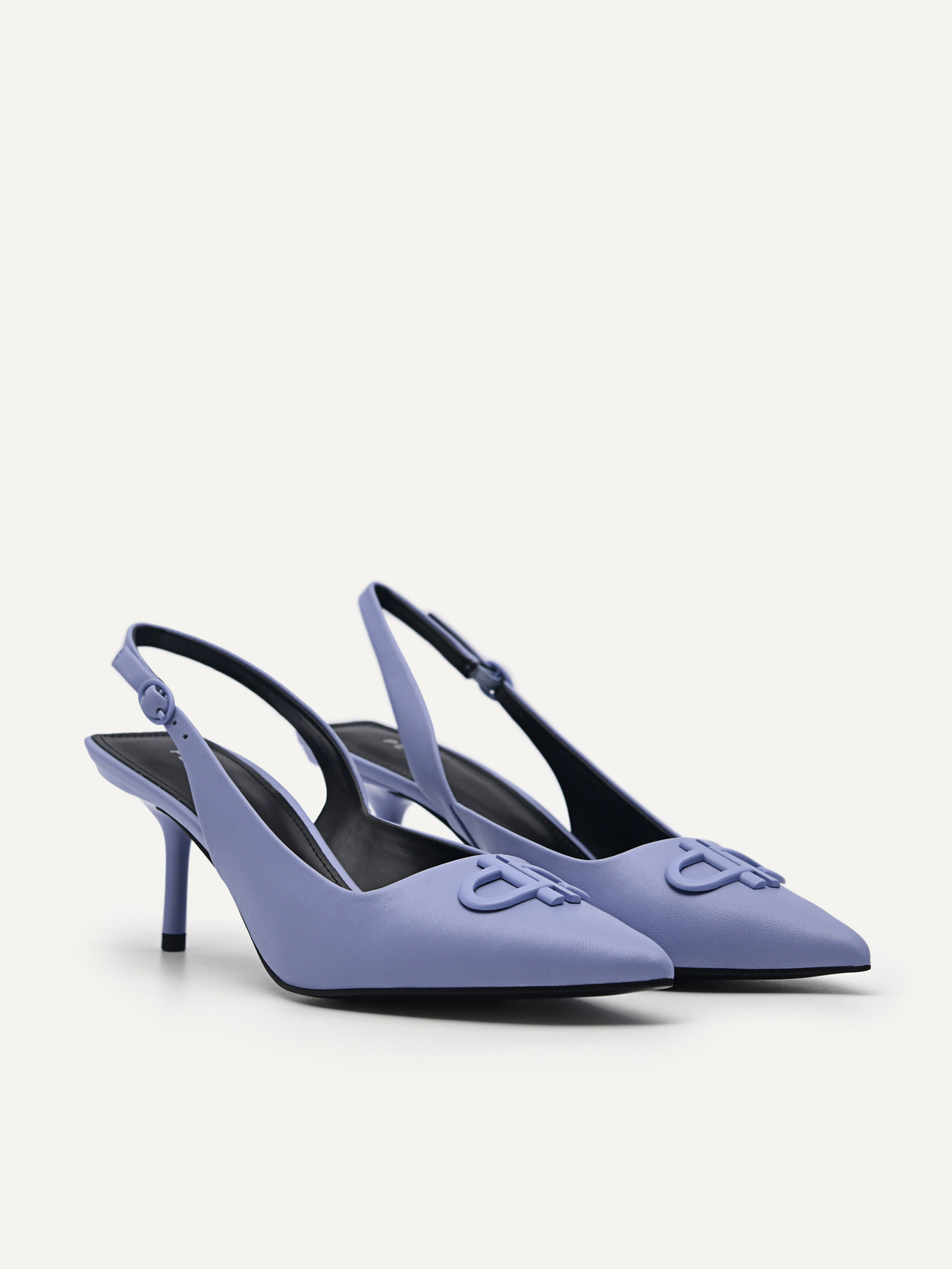 PEDRO Icon Leather Pointed Slingback Pumps, Violet