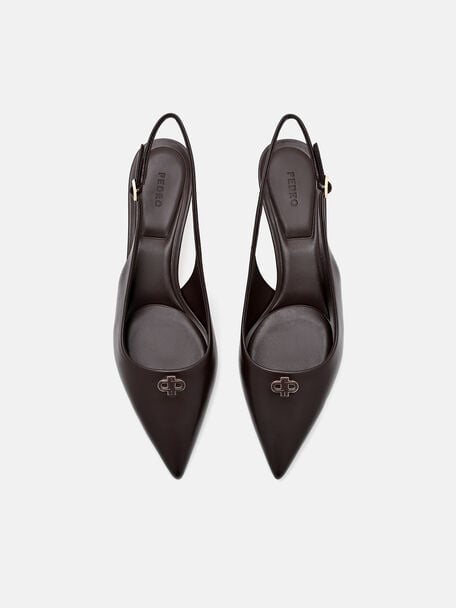 Marina Leather Heel Pumps, Dark Brown