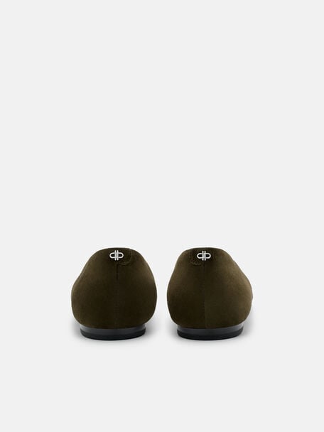 Quinn Leather Flats, Olive