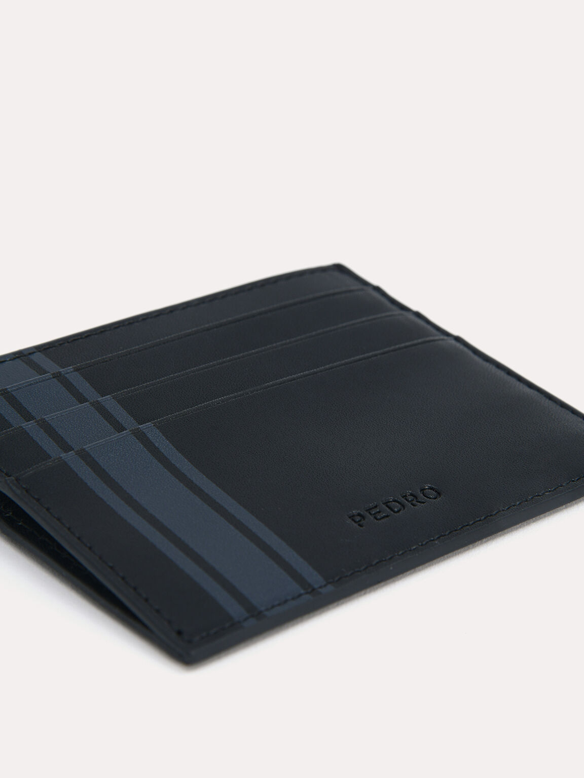 Two-Tone Leather Cardholder, Black, hi-res