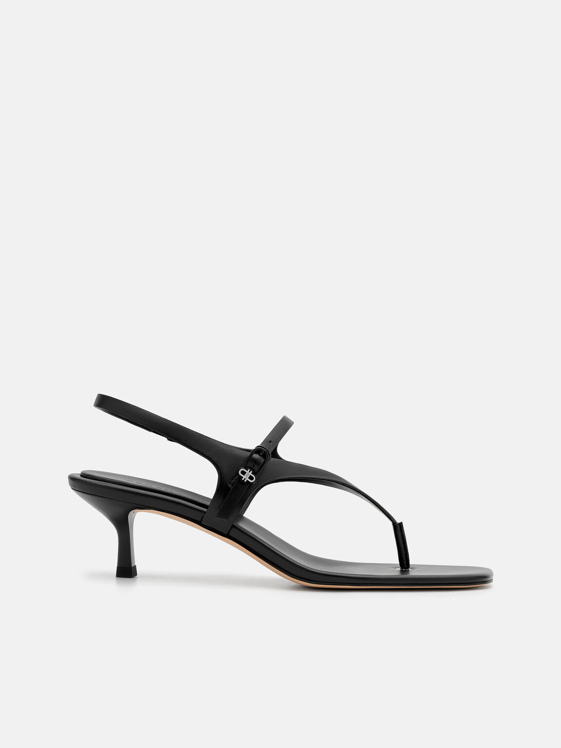 Eny Leather Heel Sandals, Black