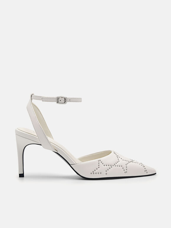 Joan Leather Pumps, White
