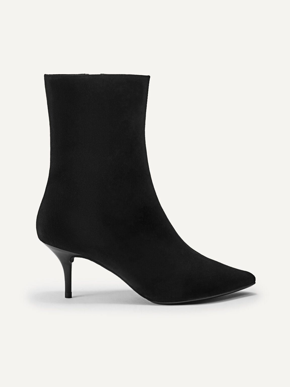 Suede Leather Ankle Boots, Black, hi-res