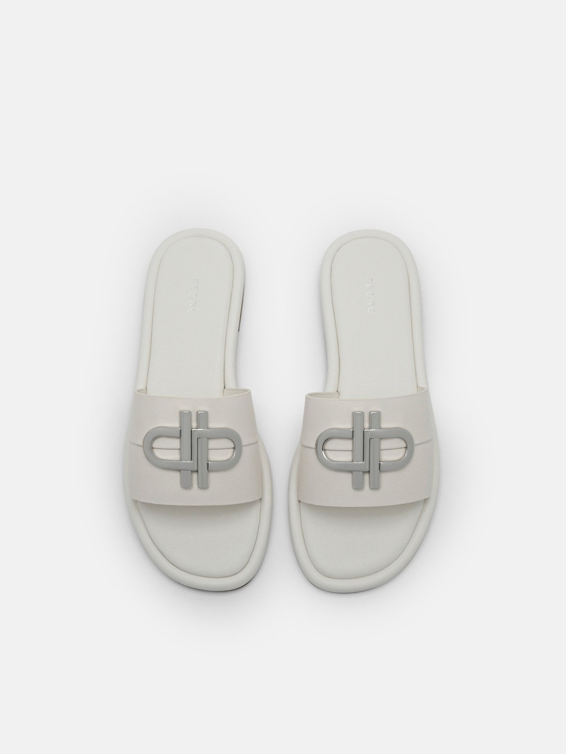 PEDRO Icon Leather Slide Sandals, Chalk